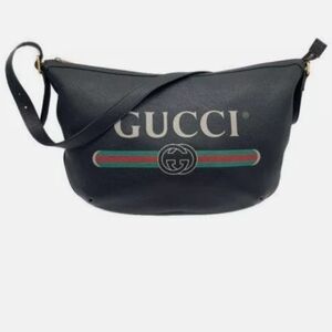 GUCCI black leather Half Moon shoulder bag